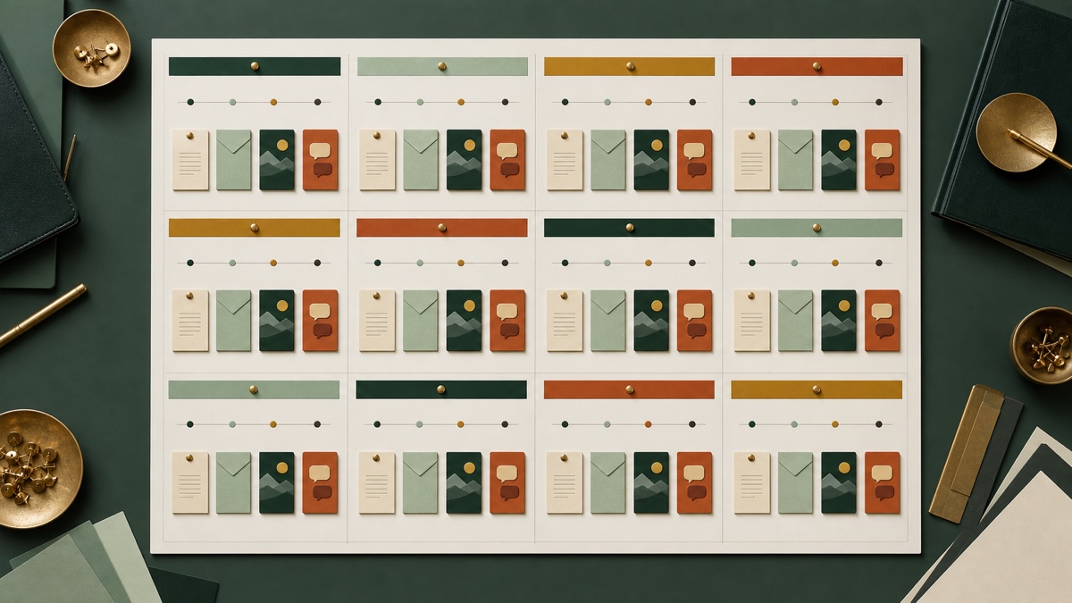 Editorial annual planner with colour-coded campaigns across twelve months